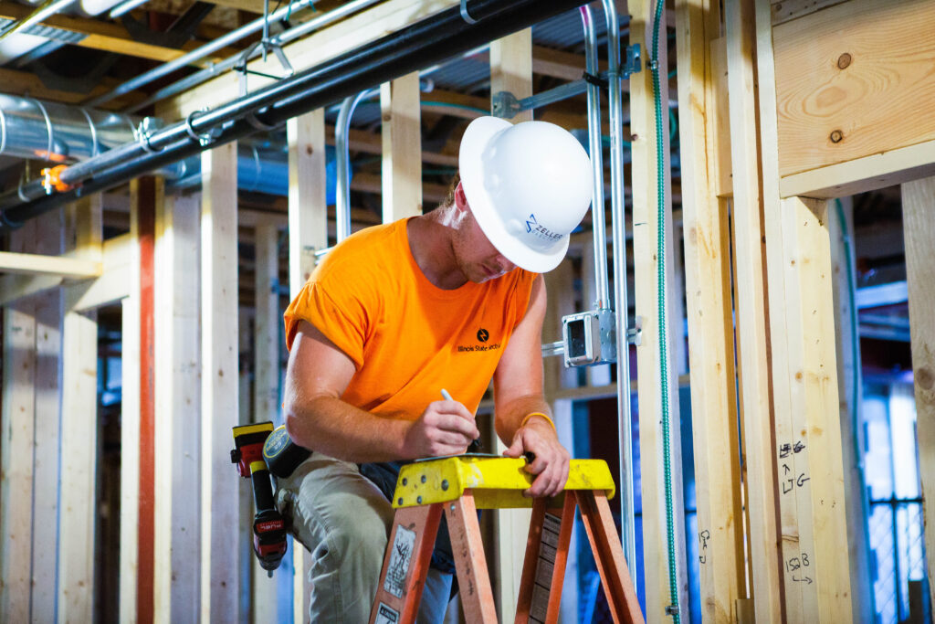 Electrician looking at plans
